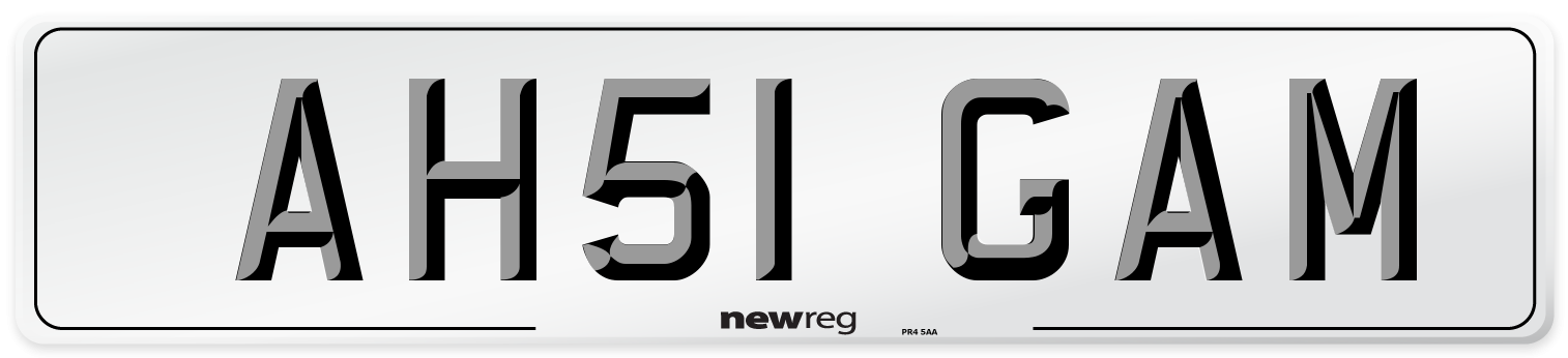 AH51 GAM Number Plate from New Reg